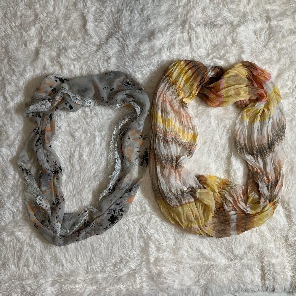 Lot of 2 Dress Scarves - Yellow/Orange